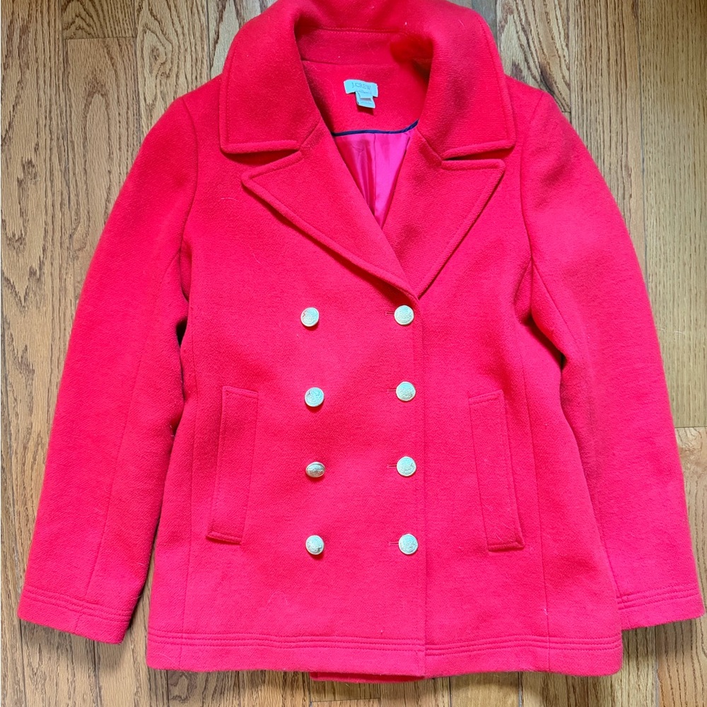 J. Crew Bold Orange Double-Breasted Peacoat